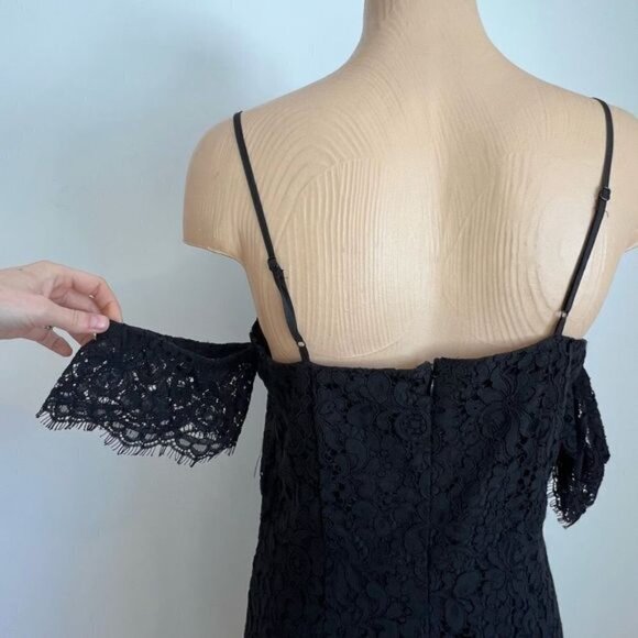 Dynamite Women’s Medium Black Lace Embellished Midi Cold Shoulder Dress - Picture 3 of 11
